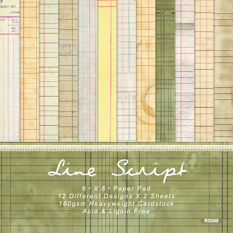 1103 Line script background paper R2509 -24Pcs each pack