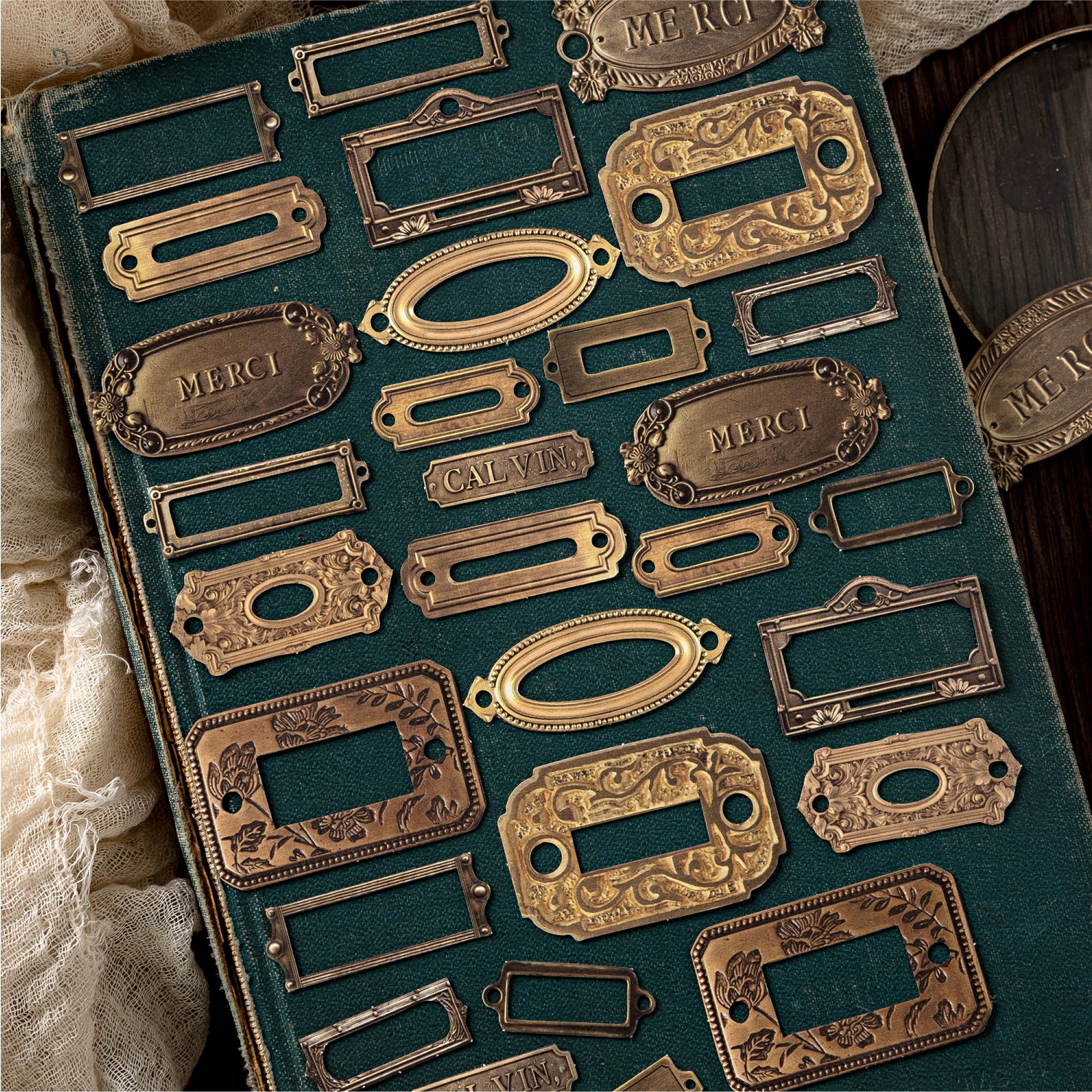 0912 Vintage Archives Solid die cut Sticker -30Pcs each pack