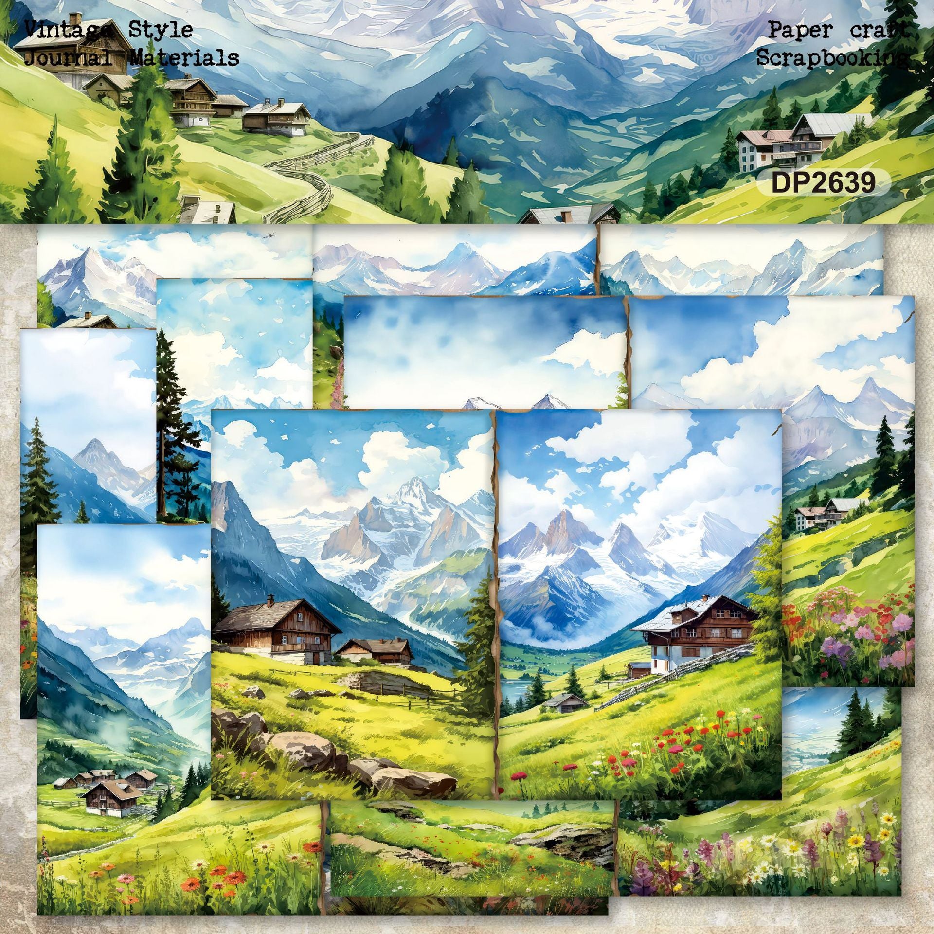 A5 Rural Wilderness Scenery Background Paper -8Pcs each pack