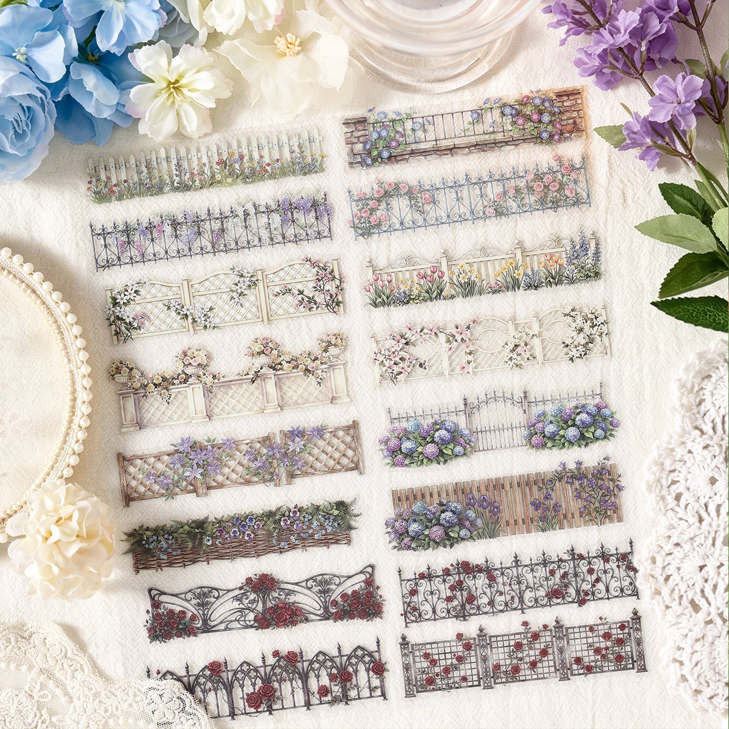 Whispering Flower Hedge PET Stickers -10Pcs each pack