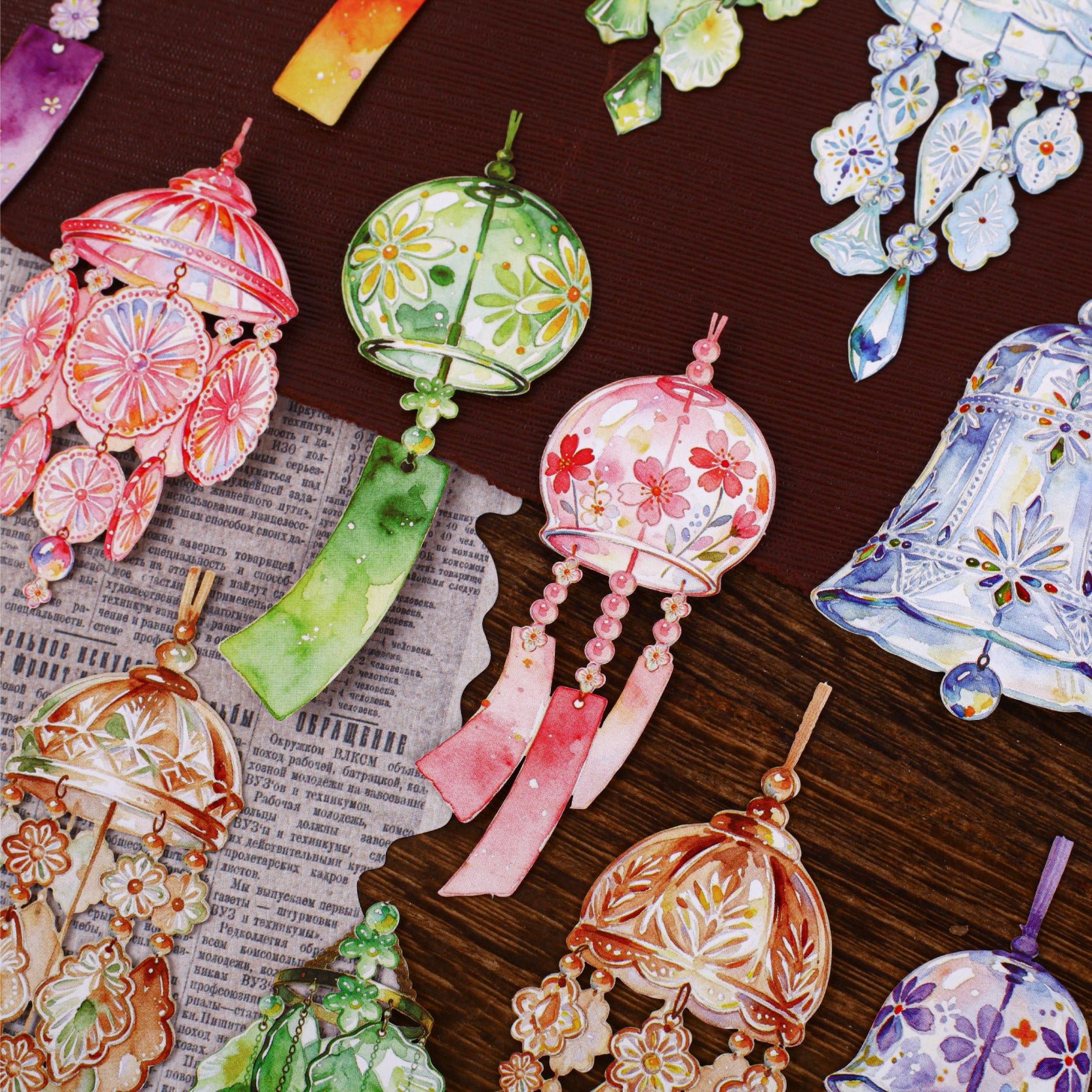 Vintage Wind Chime Collection Cardstock Stickers -15Pcs each pack