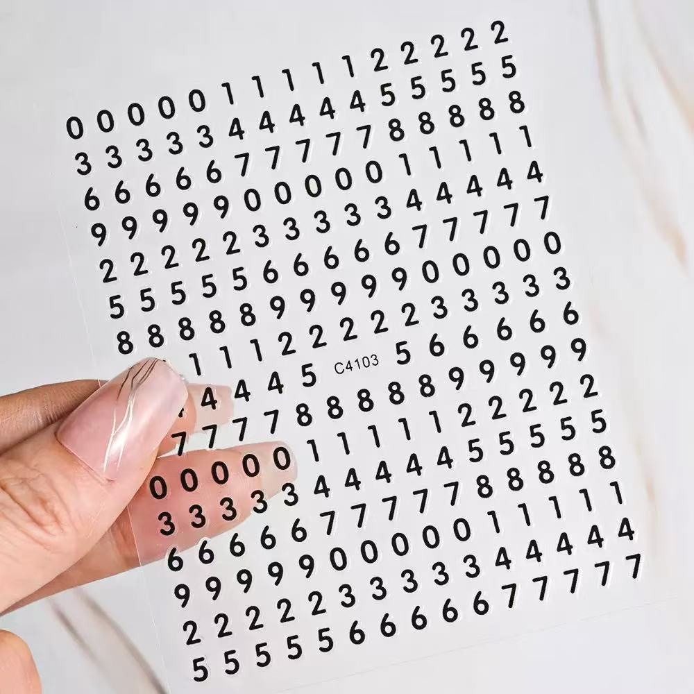 M190- Number Embossed Mini sticker 1 Pcs