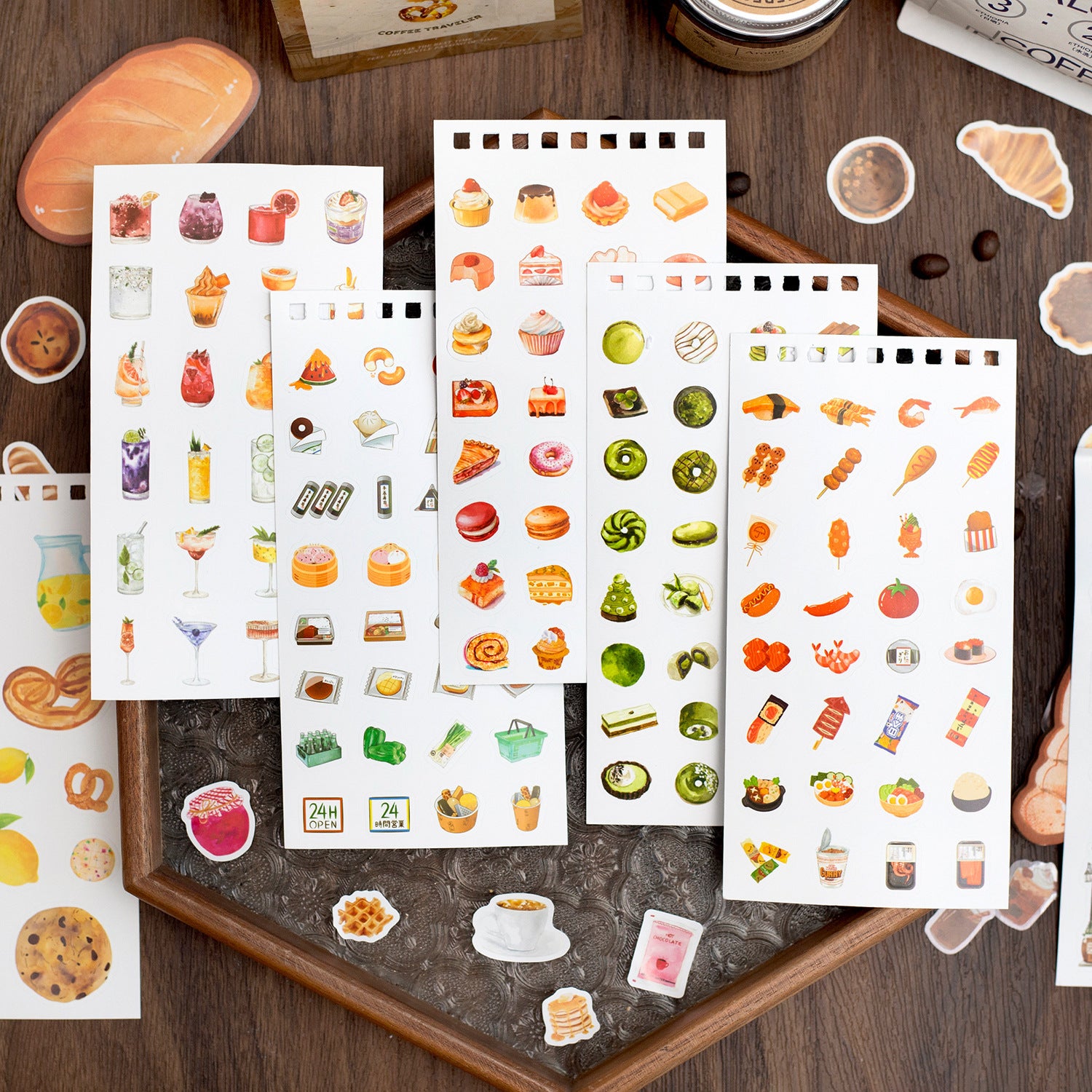 0703 Coffee afternoon tea PET & Washi Sticker Book -48Pcs each pack
