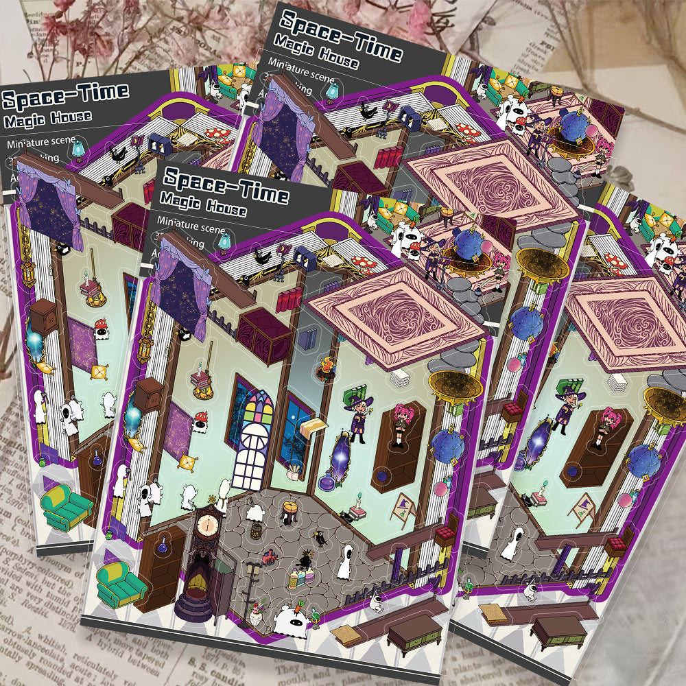 Time & Space Magic House scene stickers (1 White Card & 2 PET stickers)