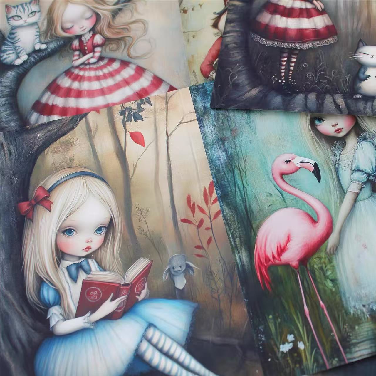260129 A4 size Dark Alice in Wonderland Style paper 12 pcs