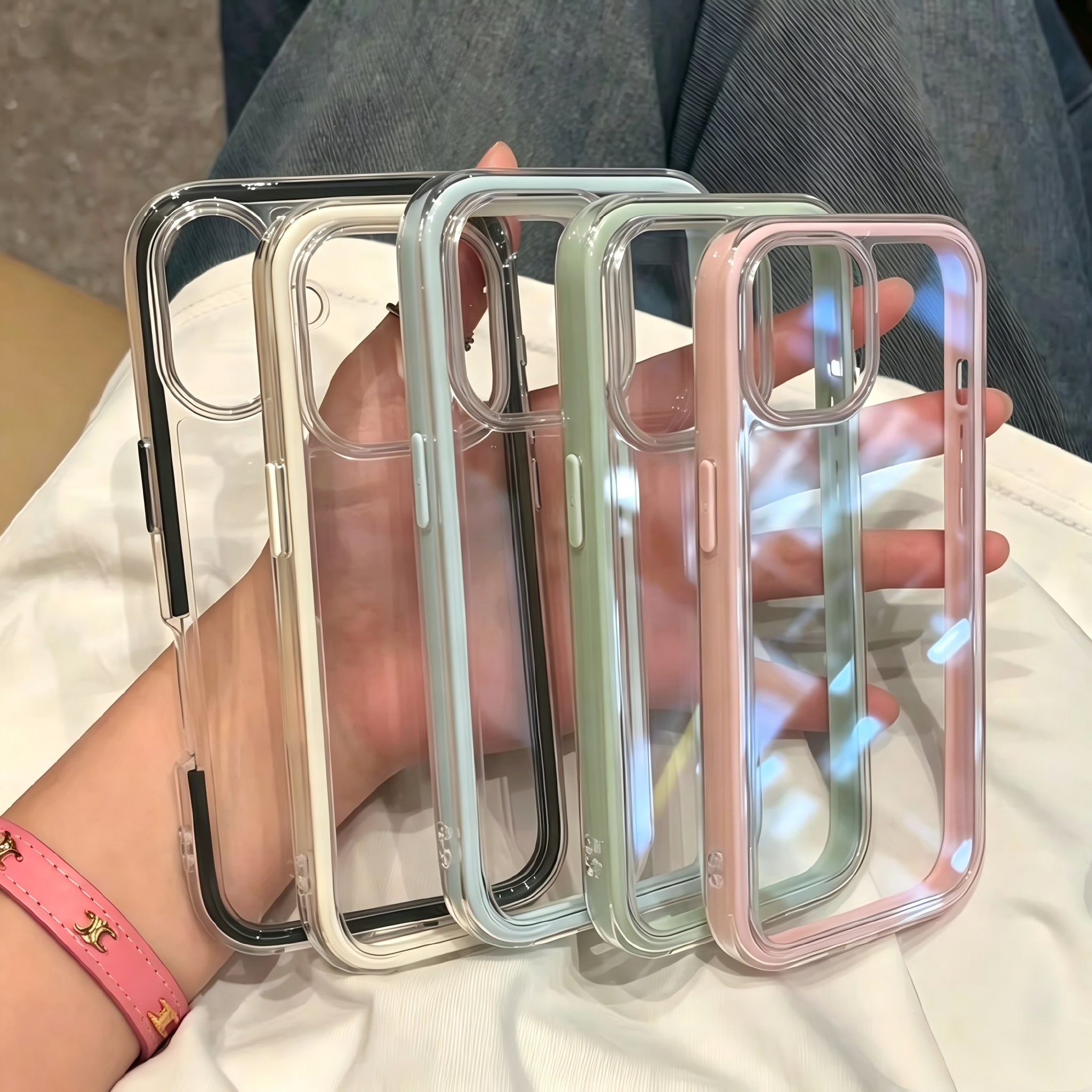 Clear Simple Color Border Phone Case For iPhone