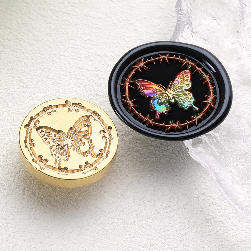 Thorn Butterflies Brass Wax Seal Width 3 cm