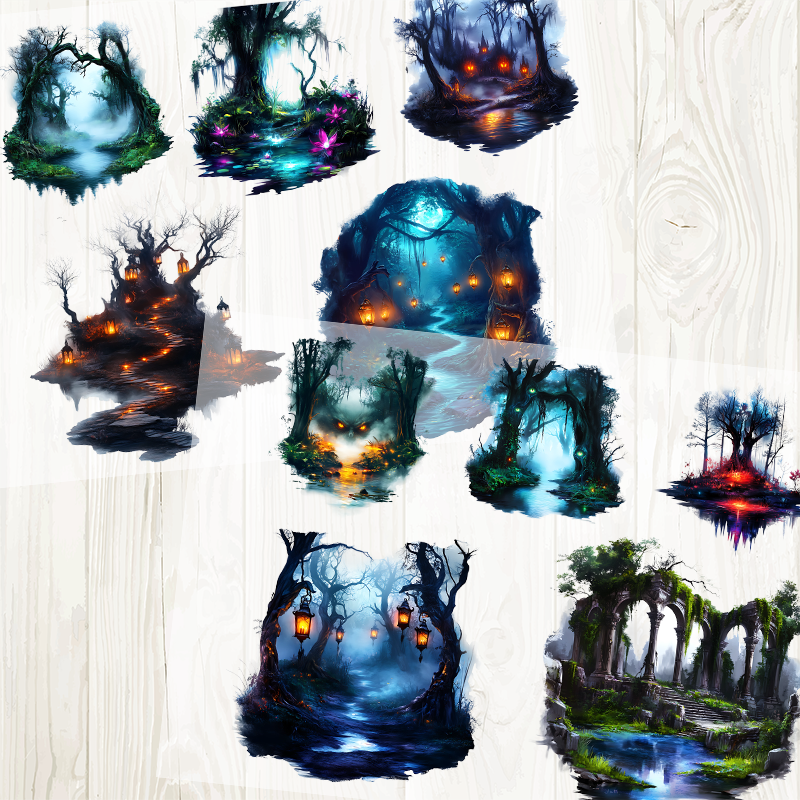 A4 Dark Swamp matte PET pre-cut large sticker 1 pack 2 sheets
