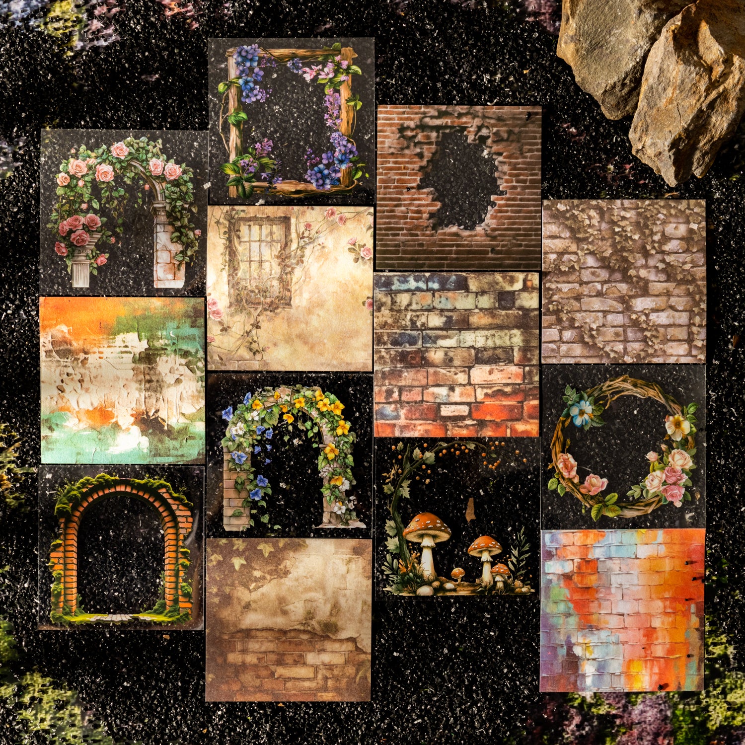 0629 Vine Brick Wall PET & Washi sticker Book -30Pcs each pack