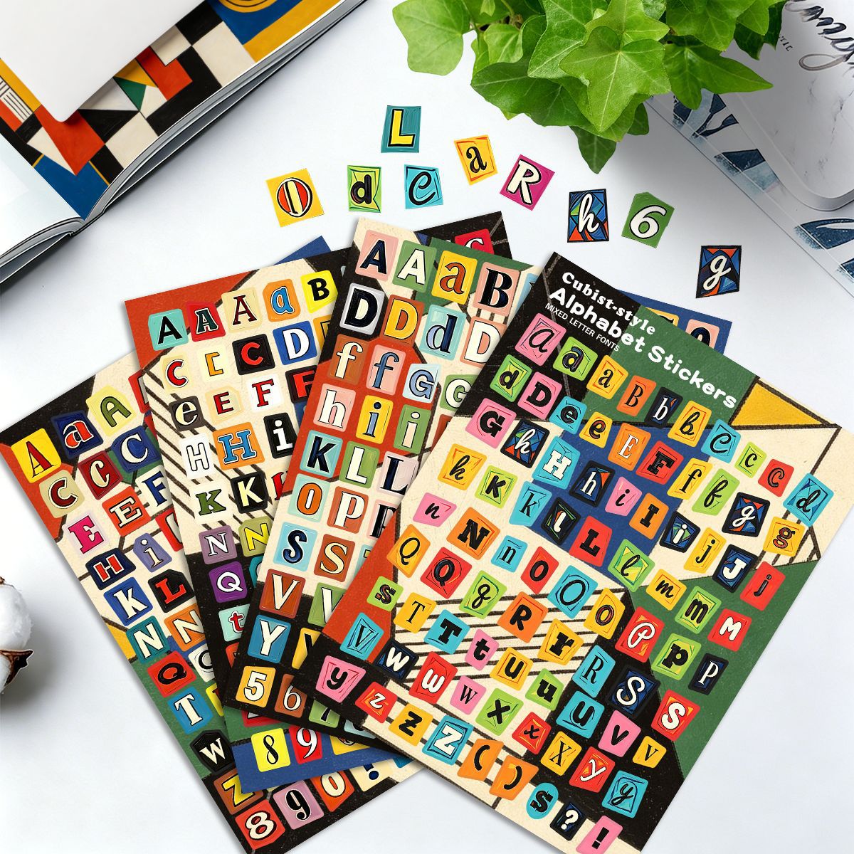 Colorful English Letters PVS Stickers -4pcs each pack