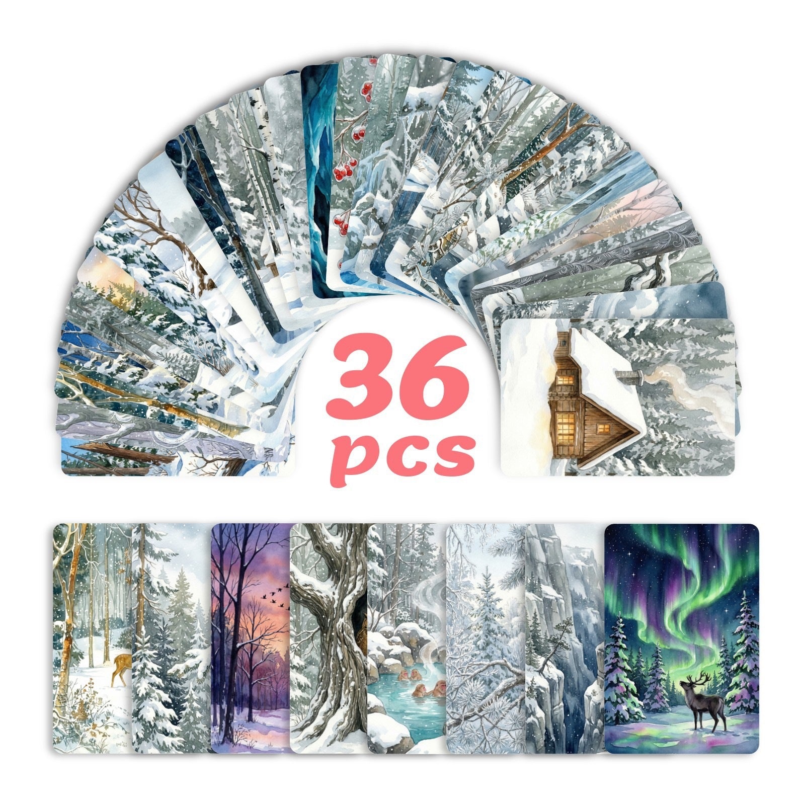 Winter Forest Cardstock 36pcs (2.36 × 3.5 inch)
