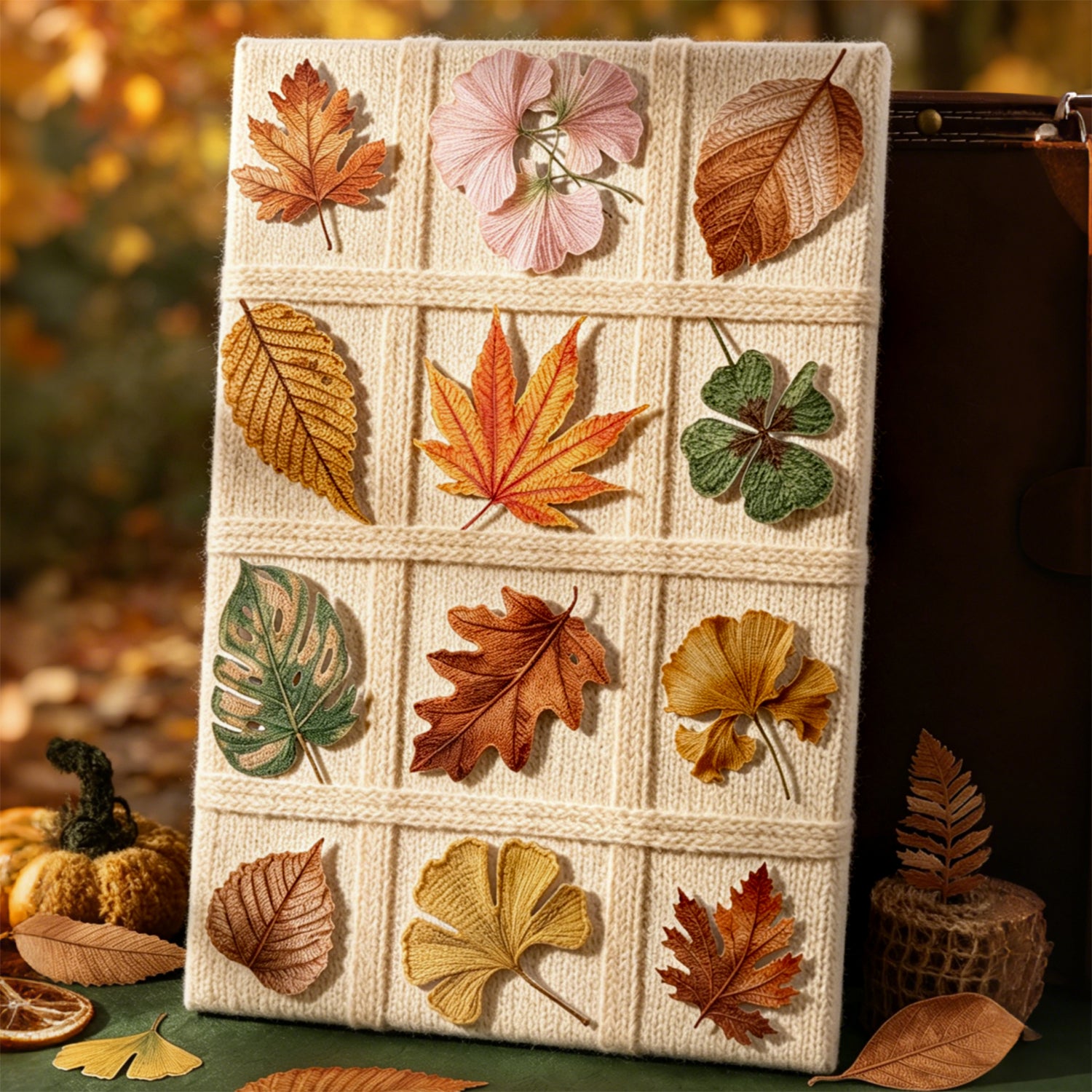 Knitted Autumn Leaves Writing paper Stickers -20Pcs each pack