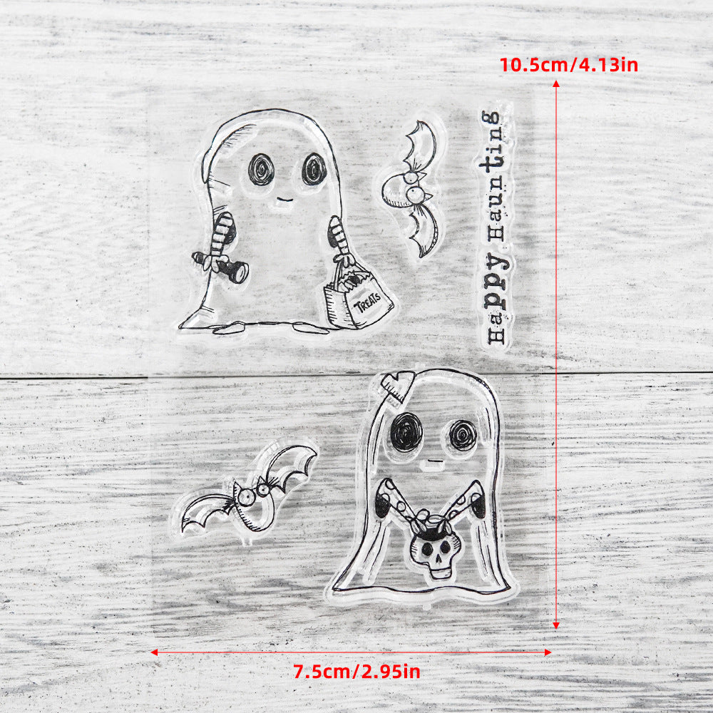 Cute Halloween Ghosts & Bats background Stamp (7.5 x 10.5 cm)