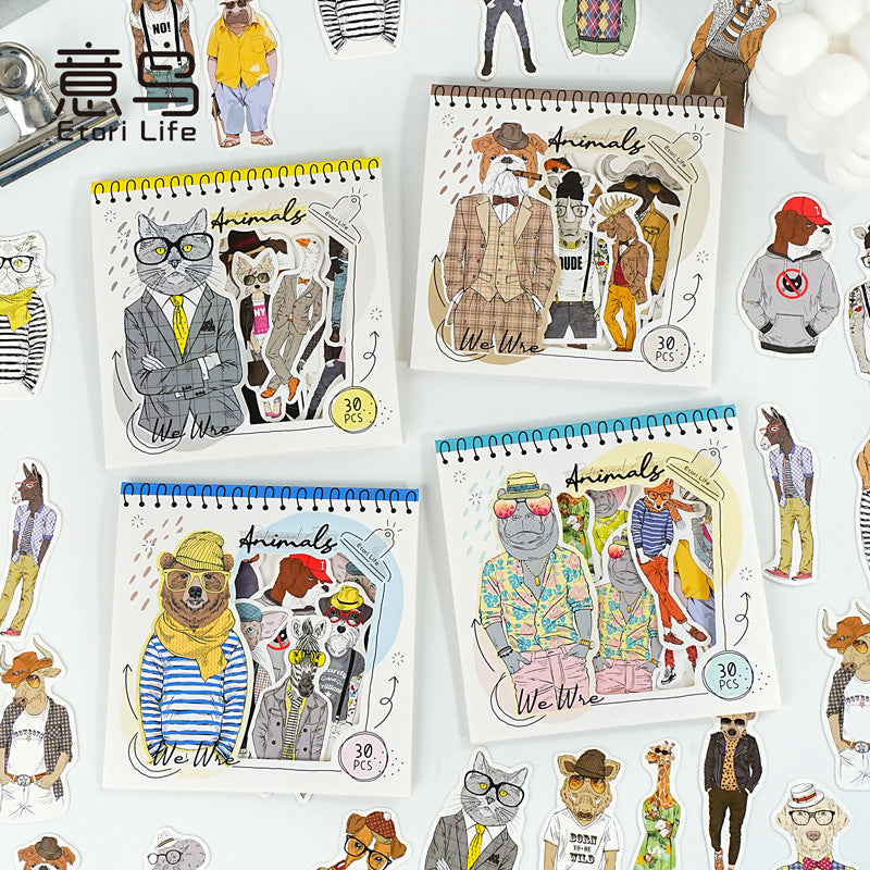 0403 Desire animal Series cardstock Sticker-30Pcs each pack