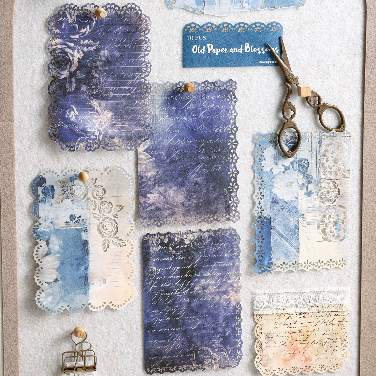 Aged Paper Floral Lace die cut Paper -10Pcs each pack