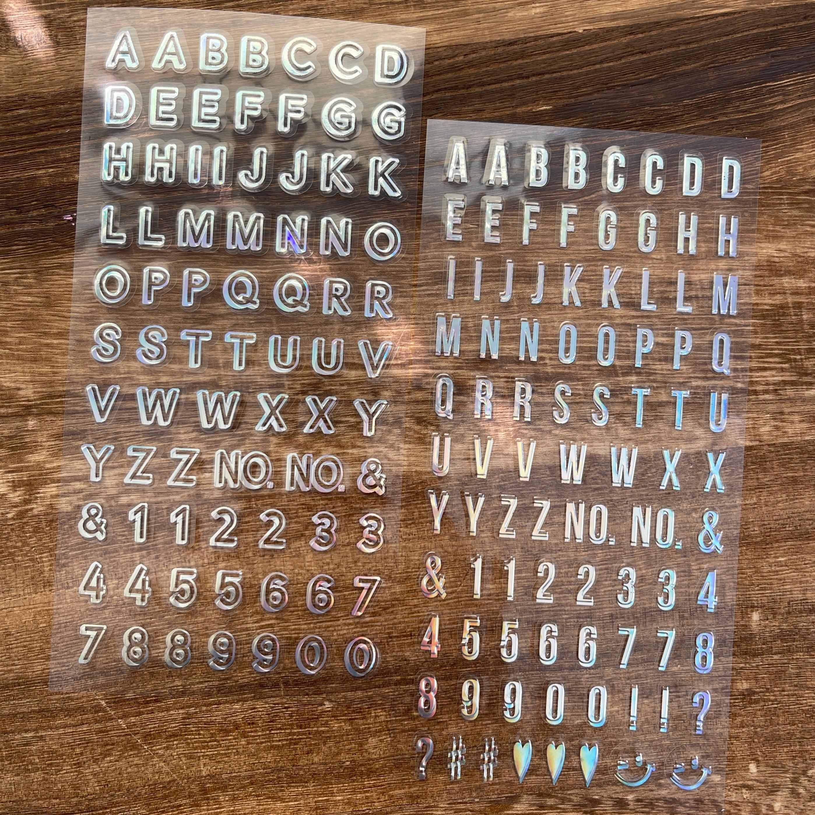 Laser letters and numbers sticker -1Pcs each pack
