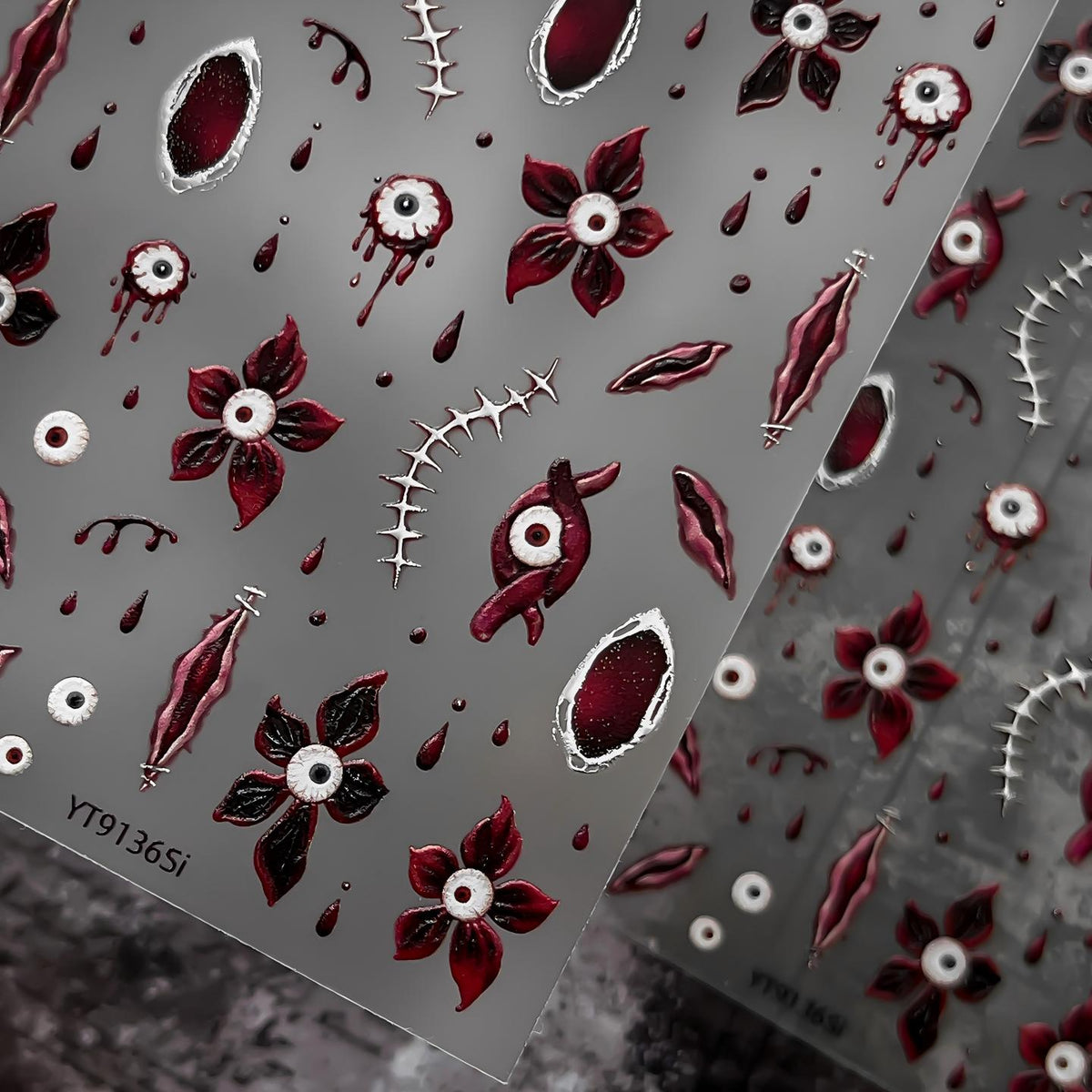 M344- Gothic Style Eyeballs Embossed Mini sticker 1 Pcs