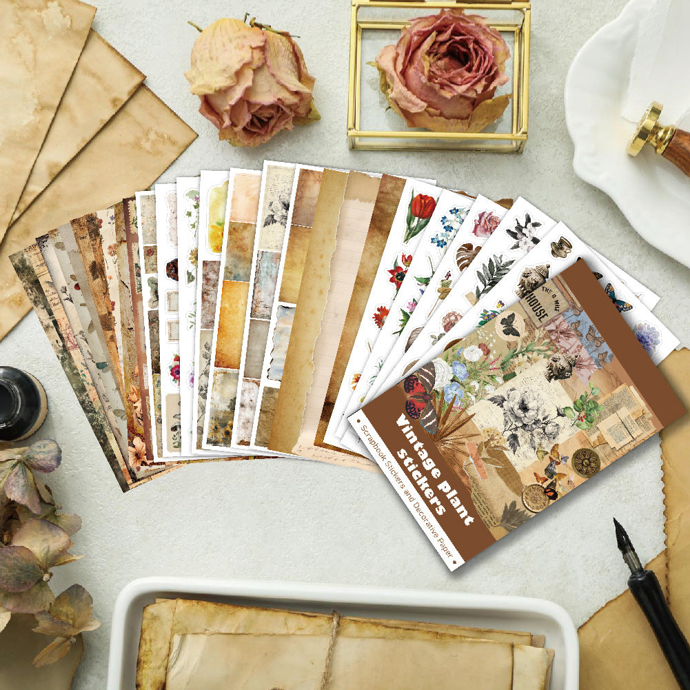 0403 Retro DIY Washi & Paper Sticker Book -38Pcs each pack