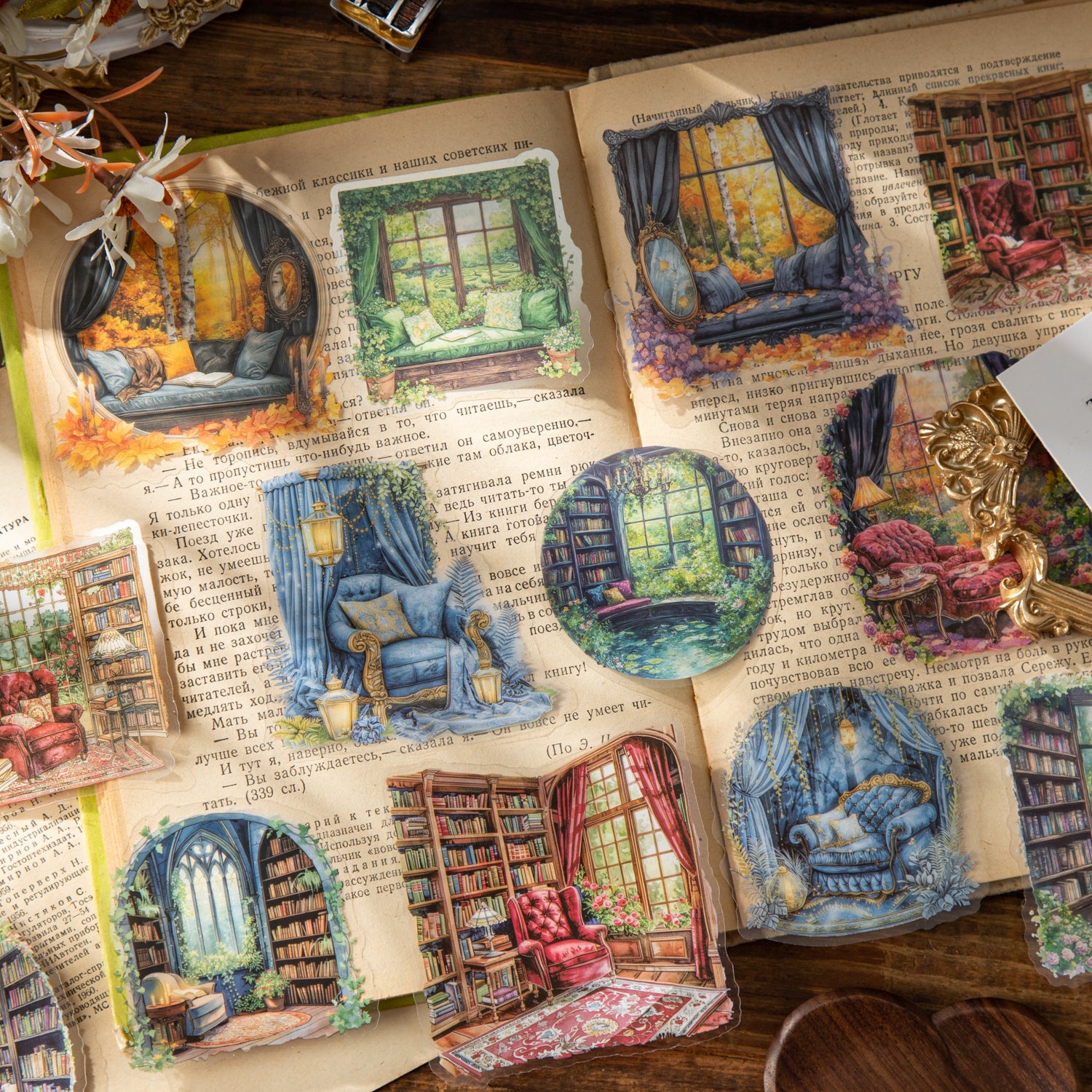 0404 Reading corner by the window Series PET Sticker -10Pcs each pack