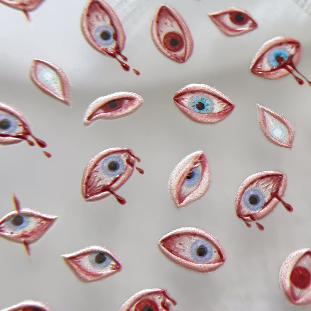 M340- Bloodshot Eyeball Embossed Mini sticker 1 Pcs