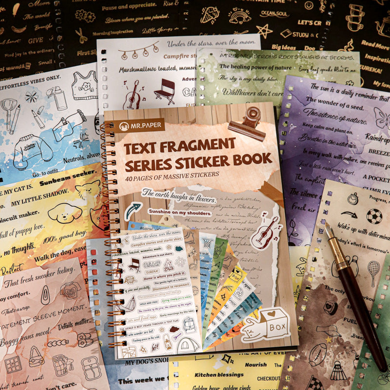 Text fragment series sticker book -40Pcs each pack