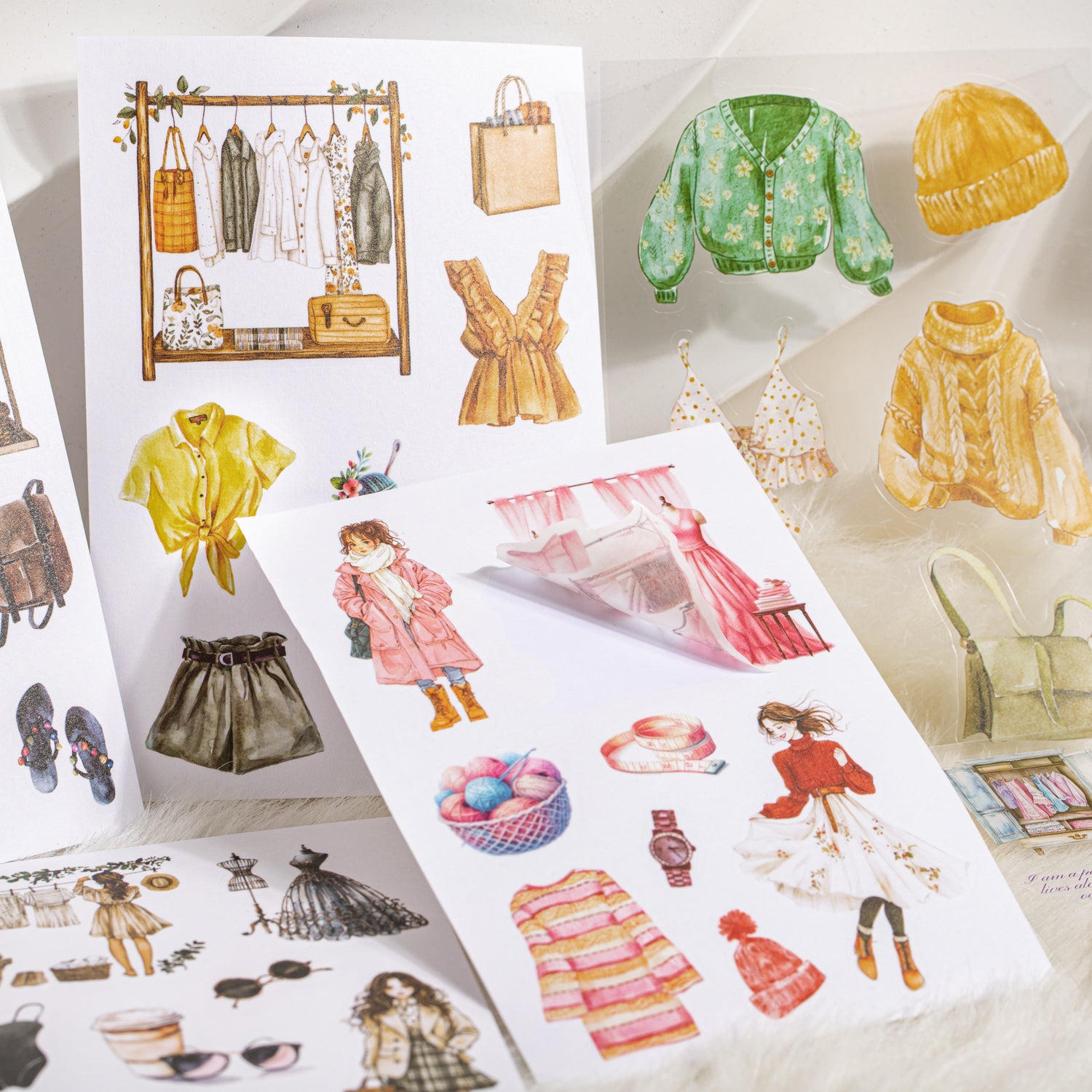 0409  Girl'y Wardrobe Series PET & Washi Sticker Book -20Pcs each pack