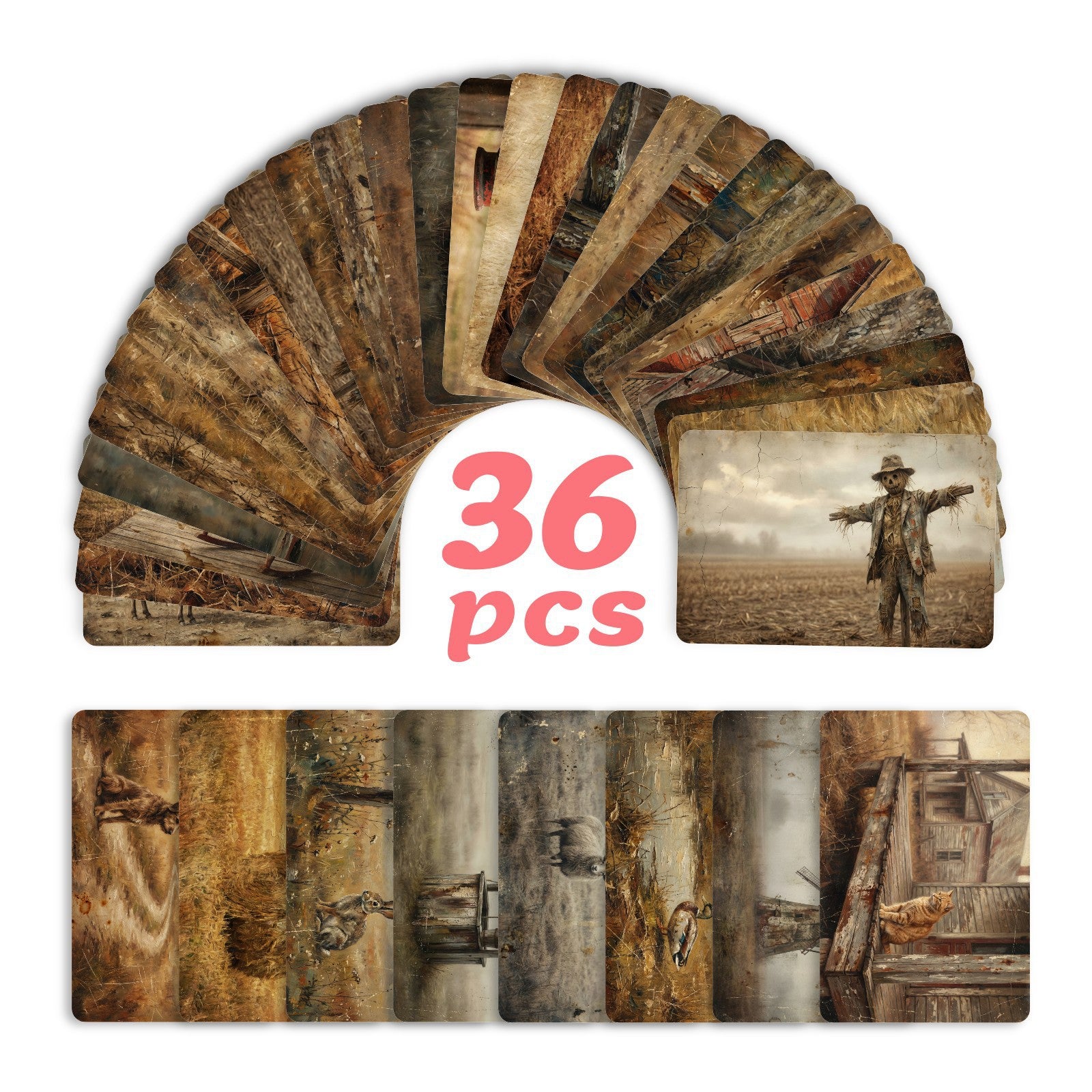 European and American Countryside Cardstock 36pcs (2.36 × 3.5 inch)