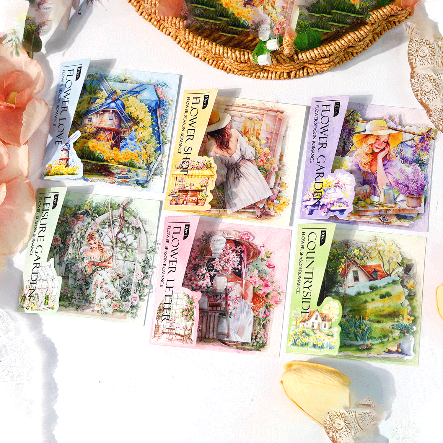 0401 Flower season romance Series PET Sticker -10Pcs each pack