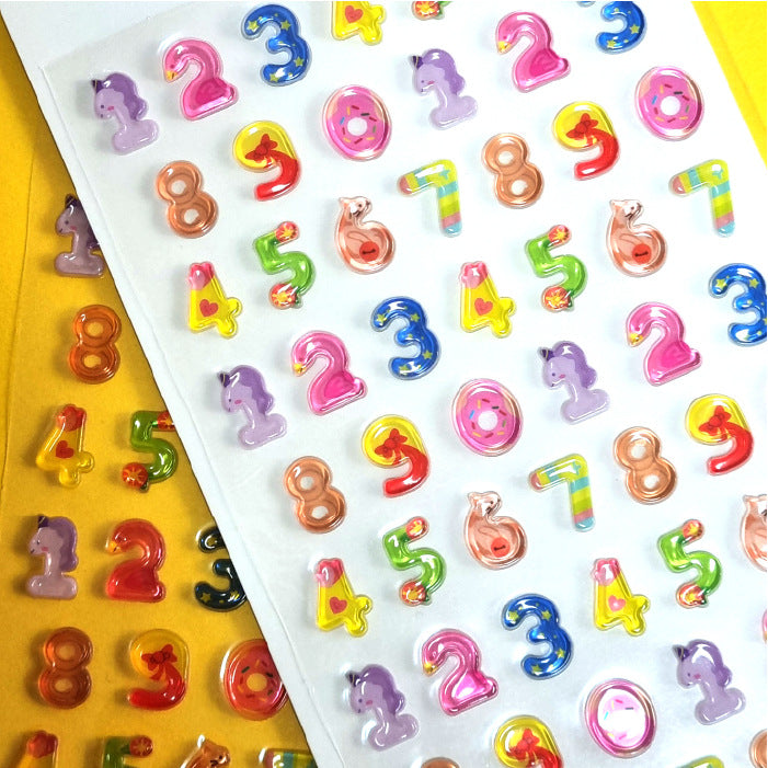 3D Colored Candy Numbers & Letters sticker -1Pcs each pack
