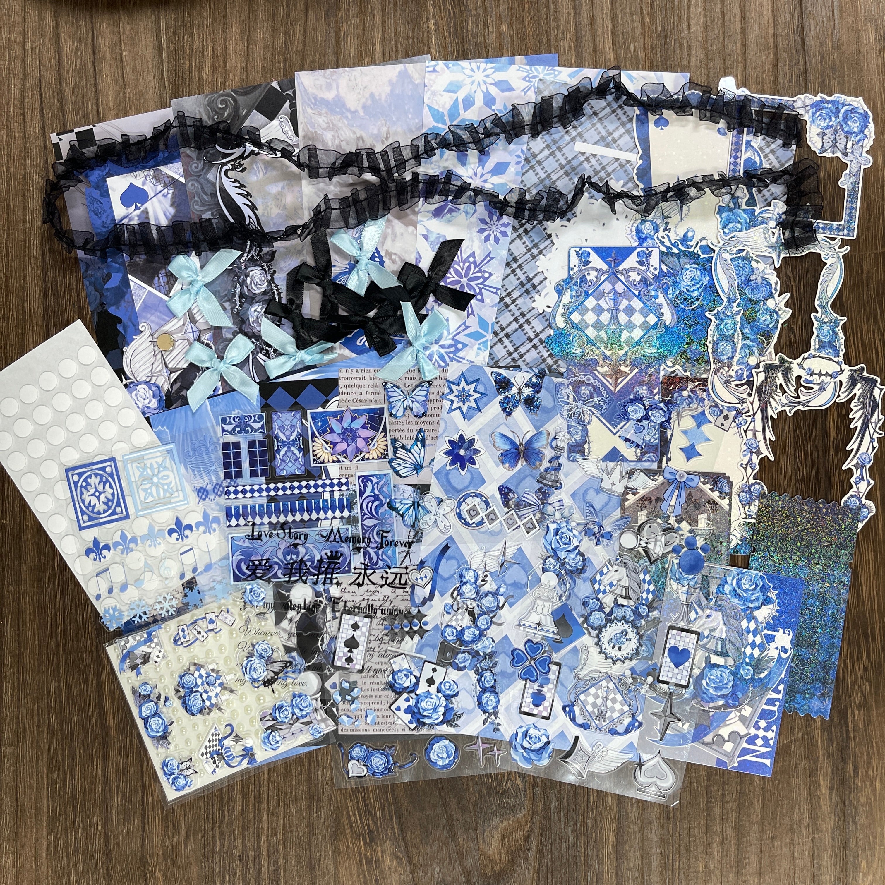 260202 Deep Blue Love Song Mixed pack journaling ephemera -43Pcs each pack