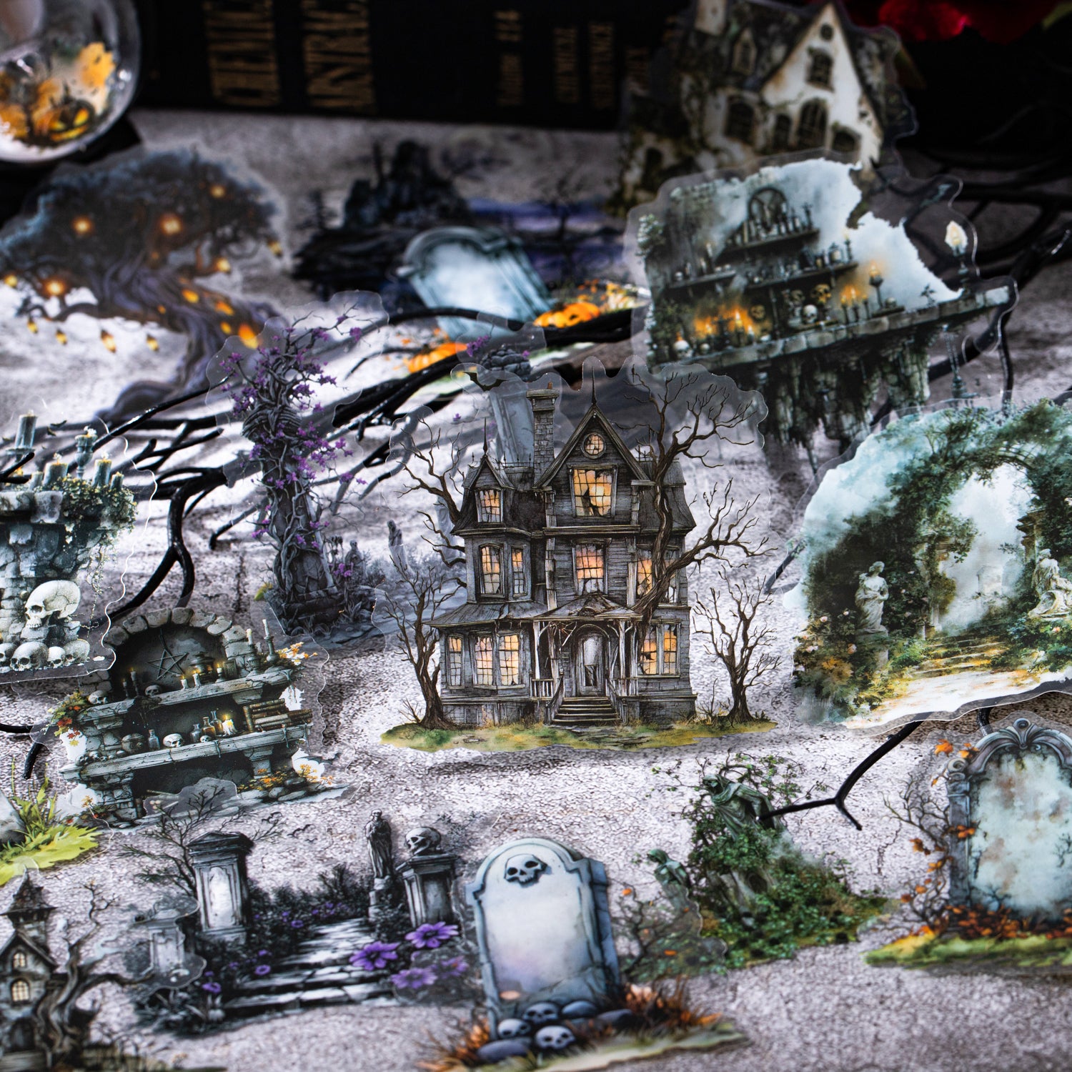 0502 Abandoned City Gothic Stickers -10Pcs each pack