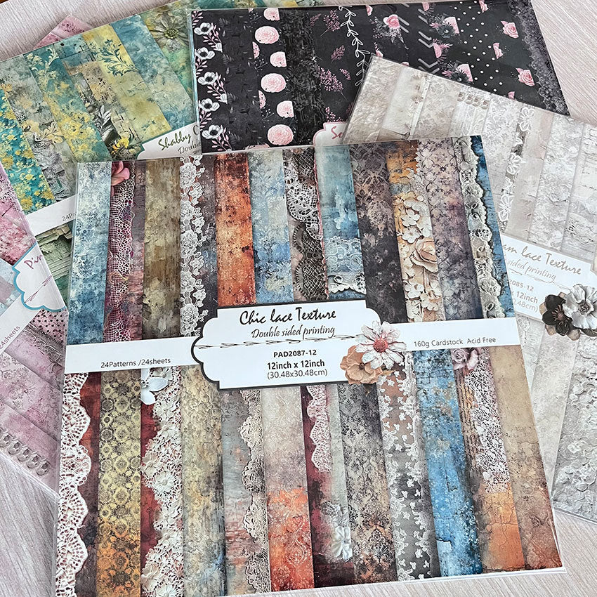 0515 Vintage Scrapbook Paper 12×12 inch -24 Sheets Double-Sided printed