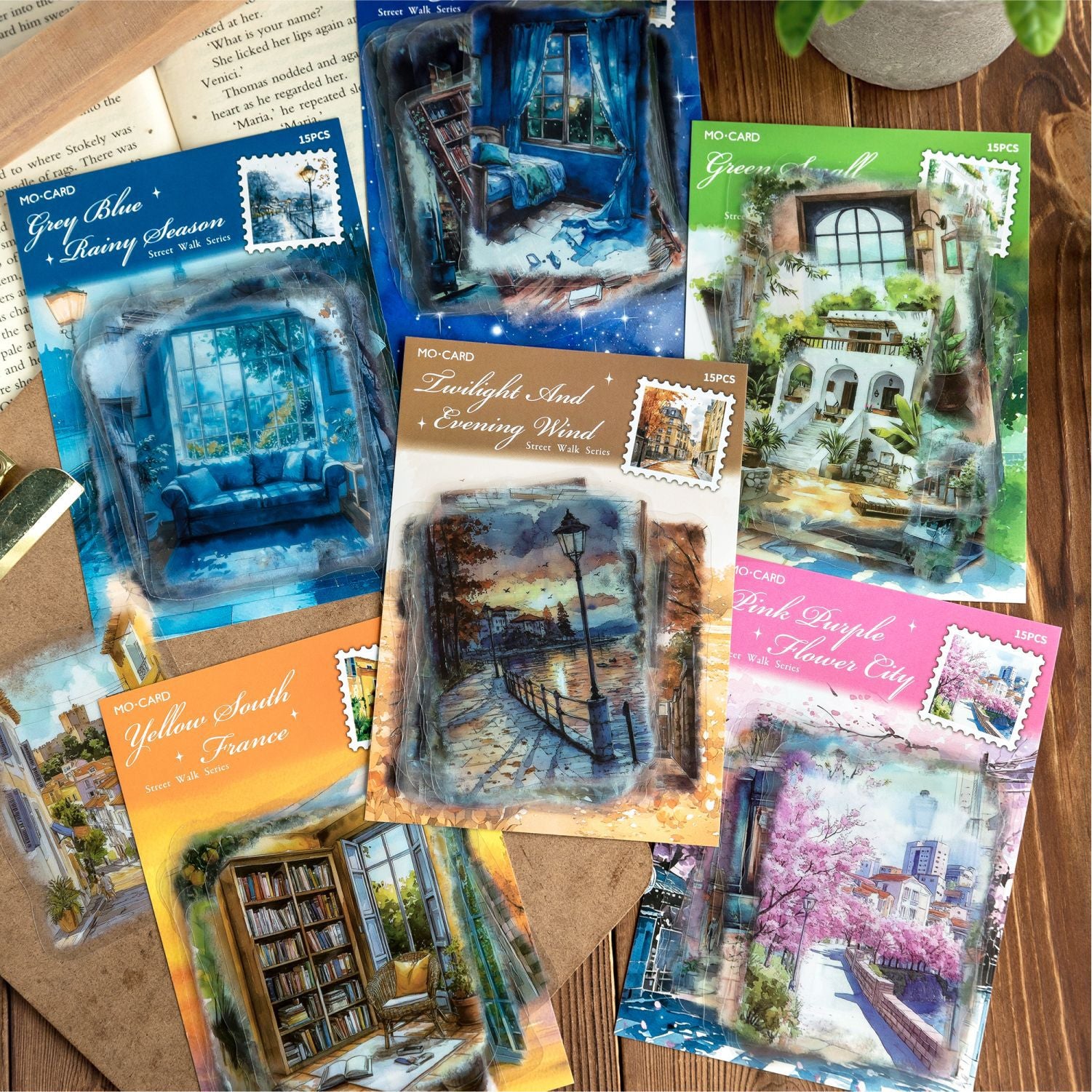 0516 Street Walking PET Sticker -15Pcs each pack