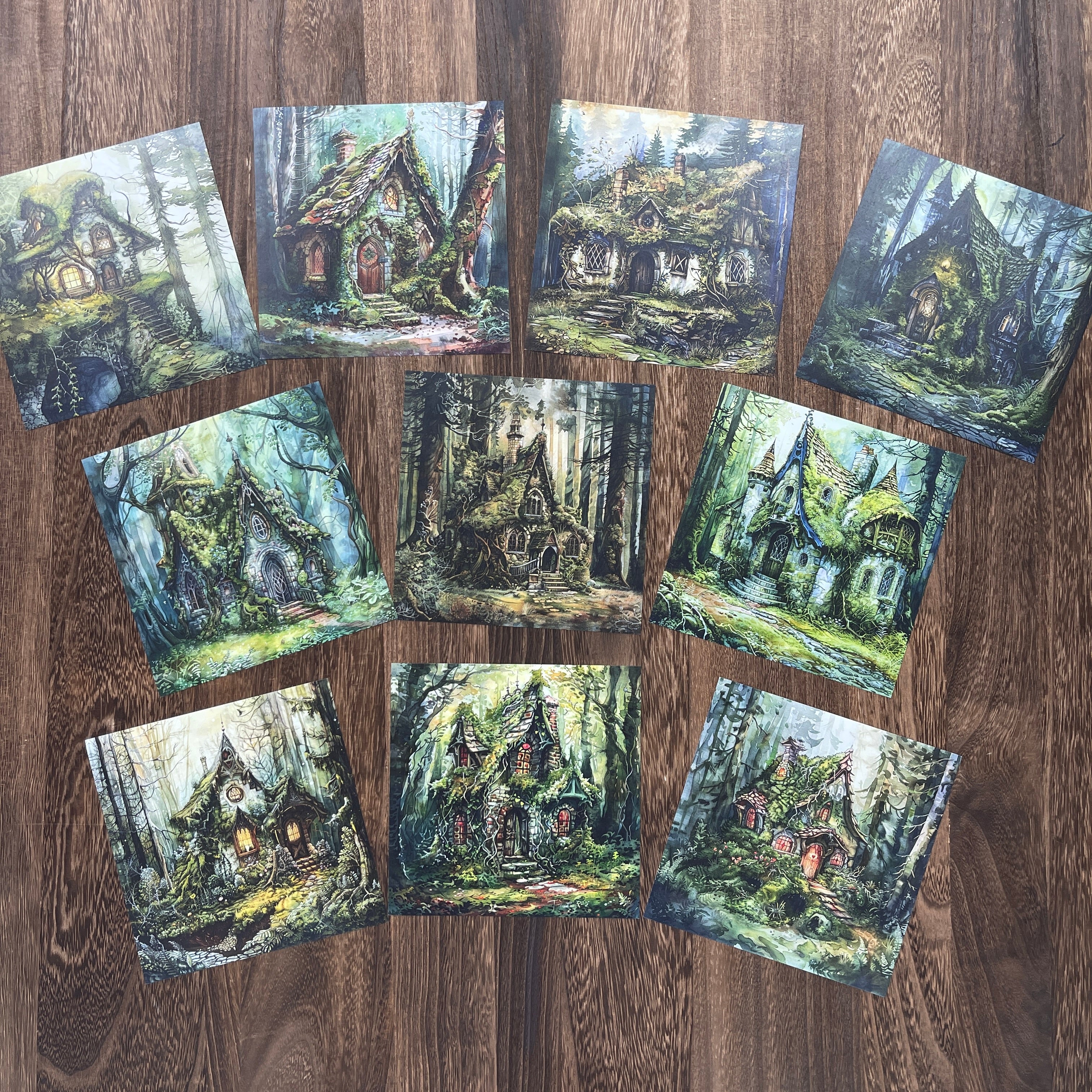 0818 Forest cabin background paper 15*15cm -10Pcs each pack