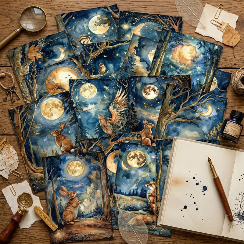 Vintage Moon Animals Cardstock (14.4 × 10.5 cm) -16Pcs each pack