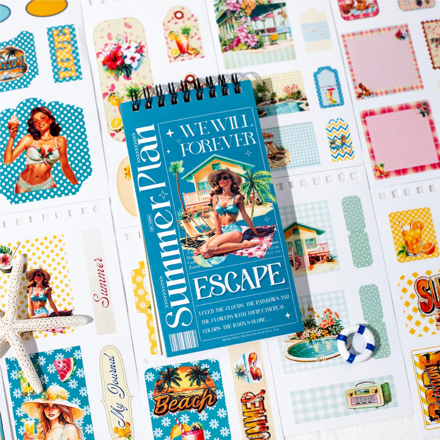 0528 Summer travel plans Paper Sticker Book -50Pcs each pack