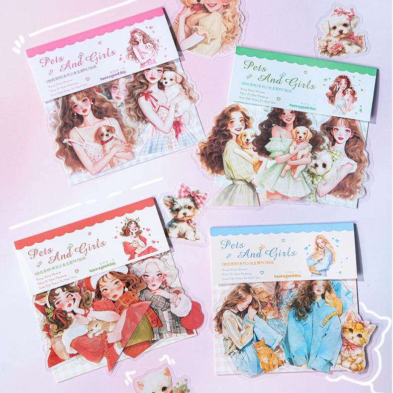 0403 Pets and girls Series PET Sticker -15Pcs each pack