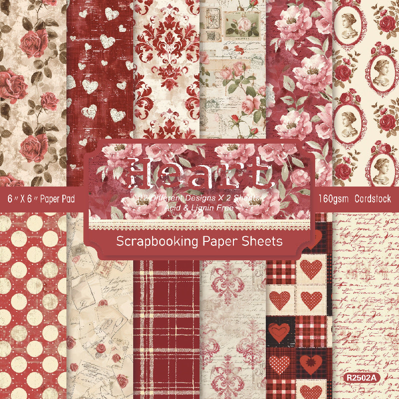 Heart background paper R2502A -24Pcs each pack