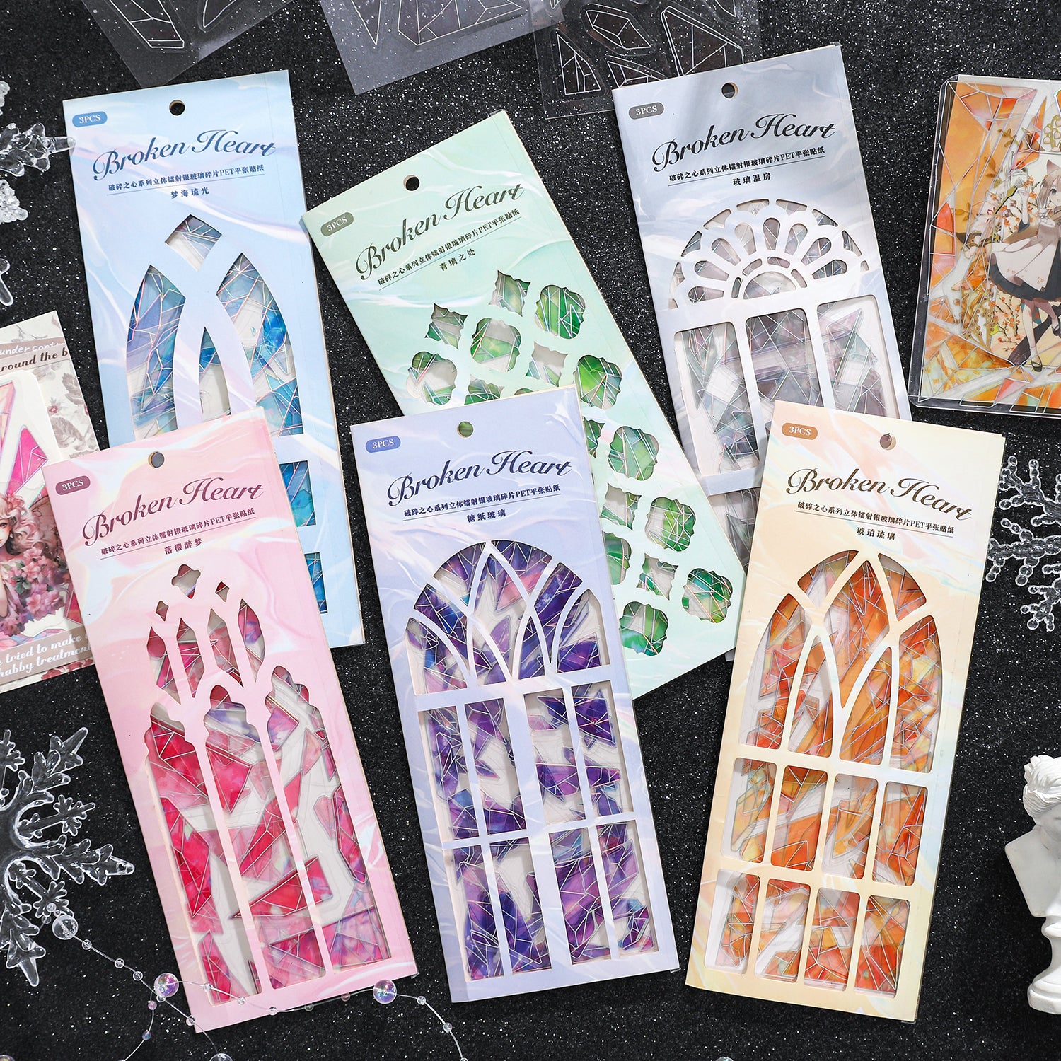 0324 Broken heart Series Sticker -3Pcs each pack