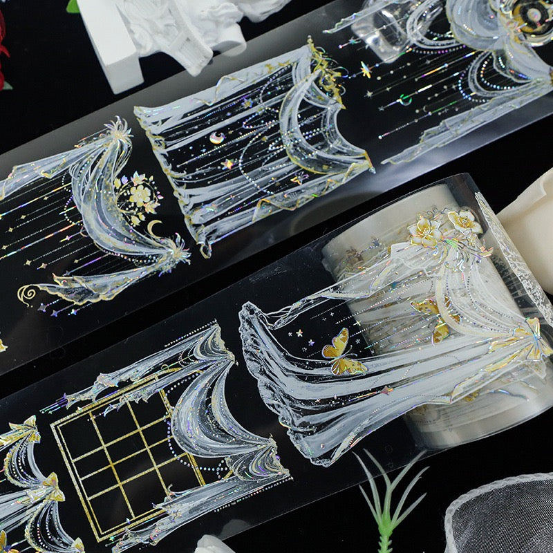 0702 T-274 Gold embellished long yarn PET tape -6cm*2m