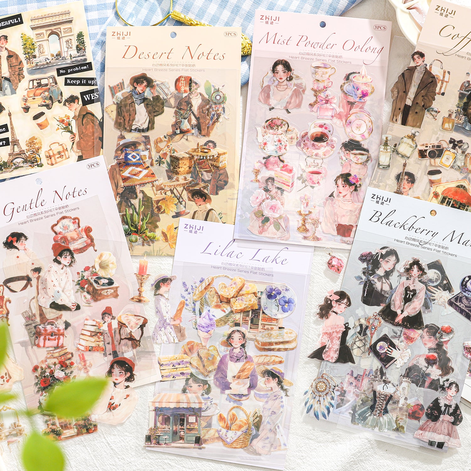 0314 Heart breeze Series flat Sticker -3Pcs each pack