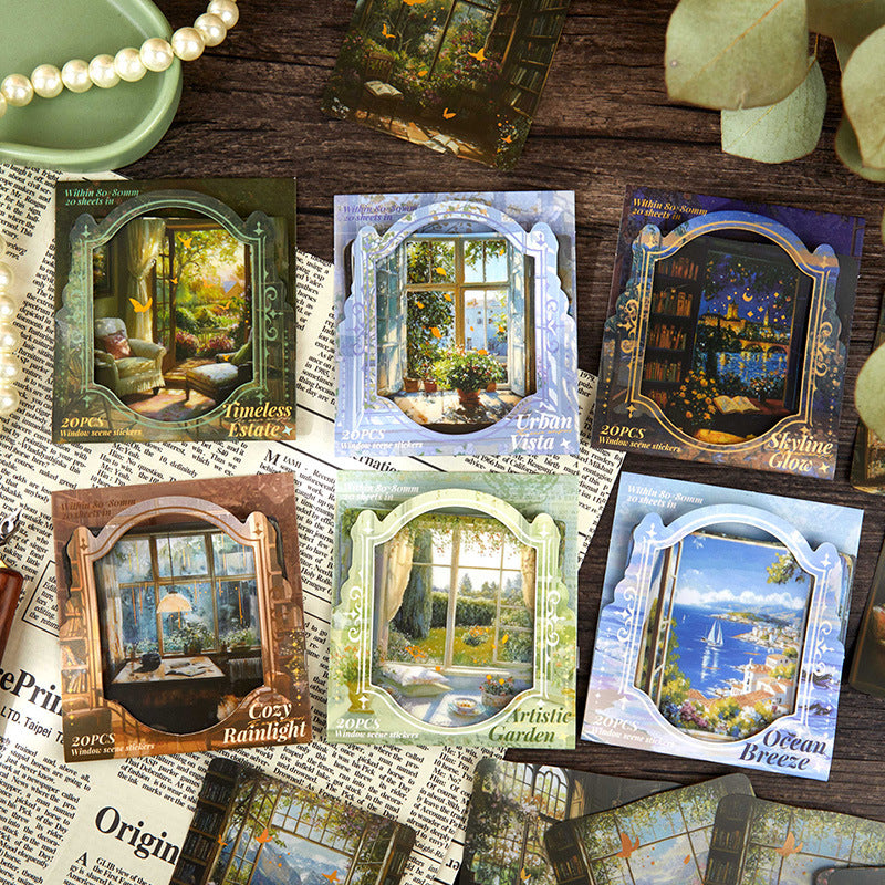 0514 Window scene journal PET Sticker -20Pcs each pack