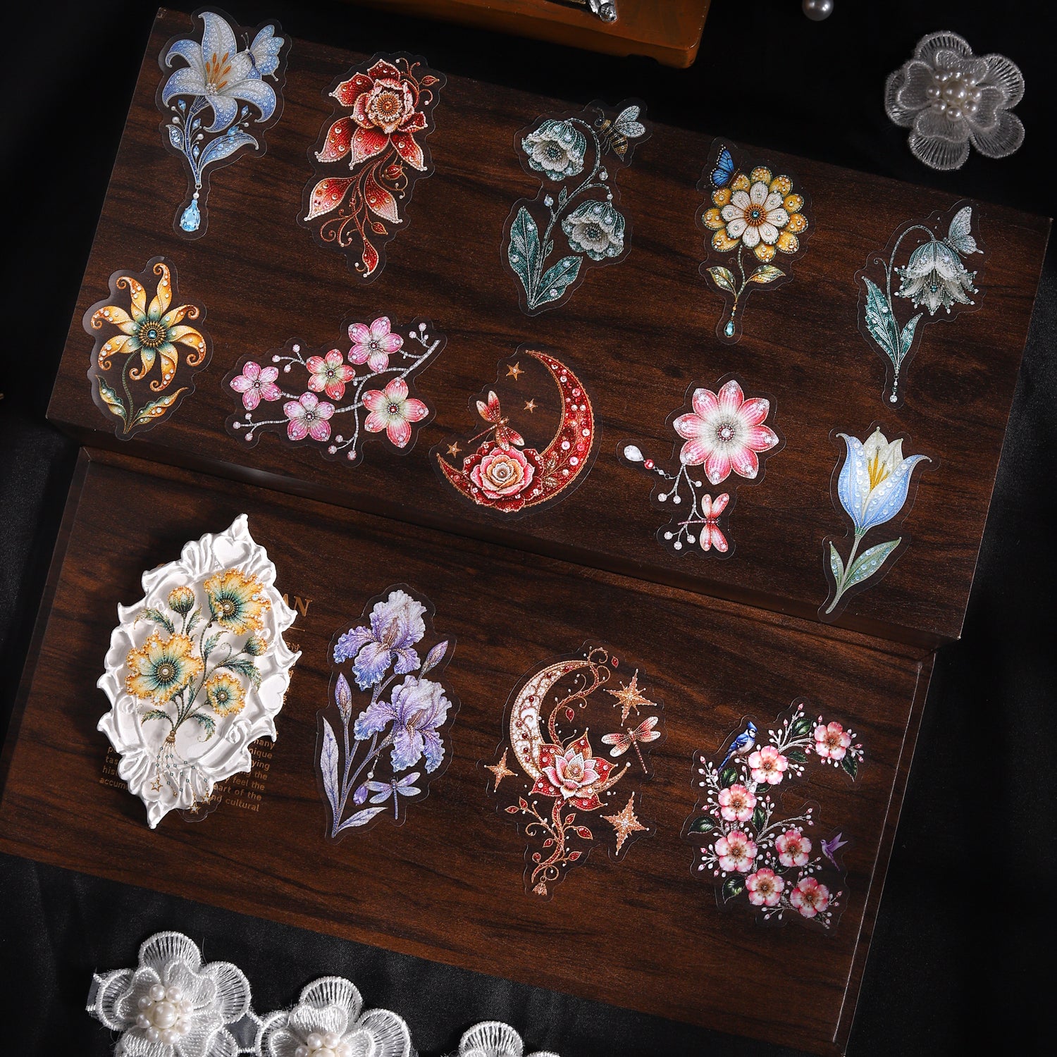 Flower PET Stickers -16Pcs each pack