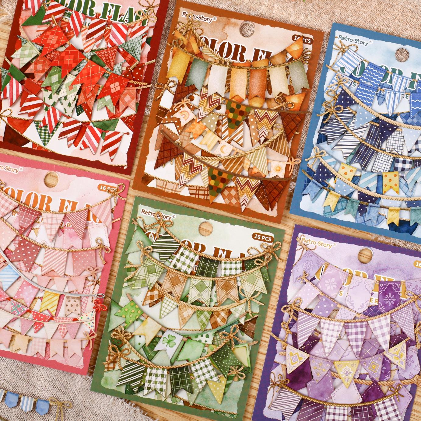 Colorful Flags cardstock Sticker -16Pcs each pack