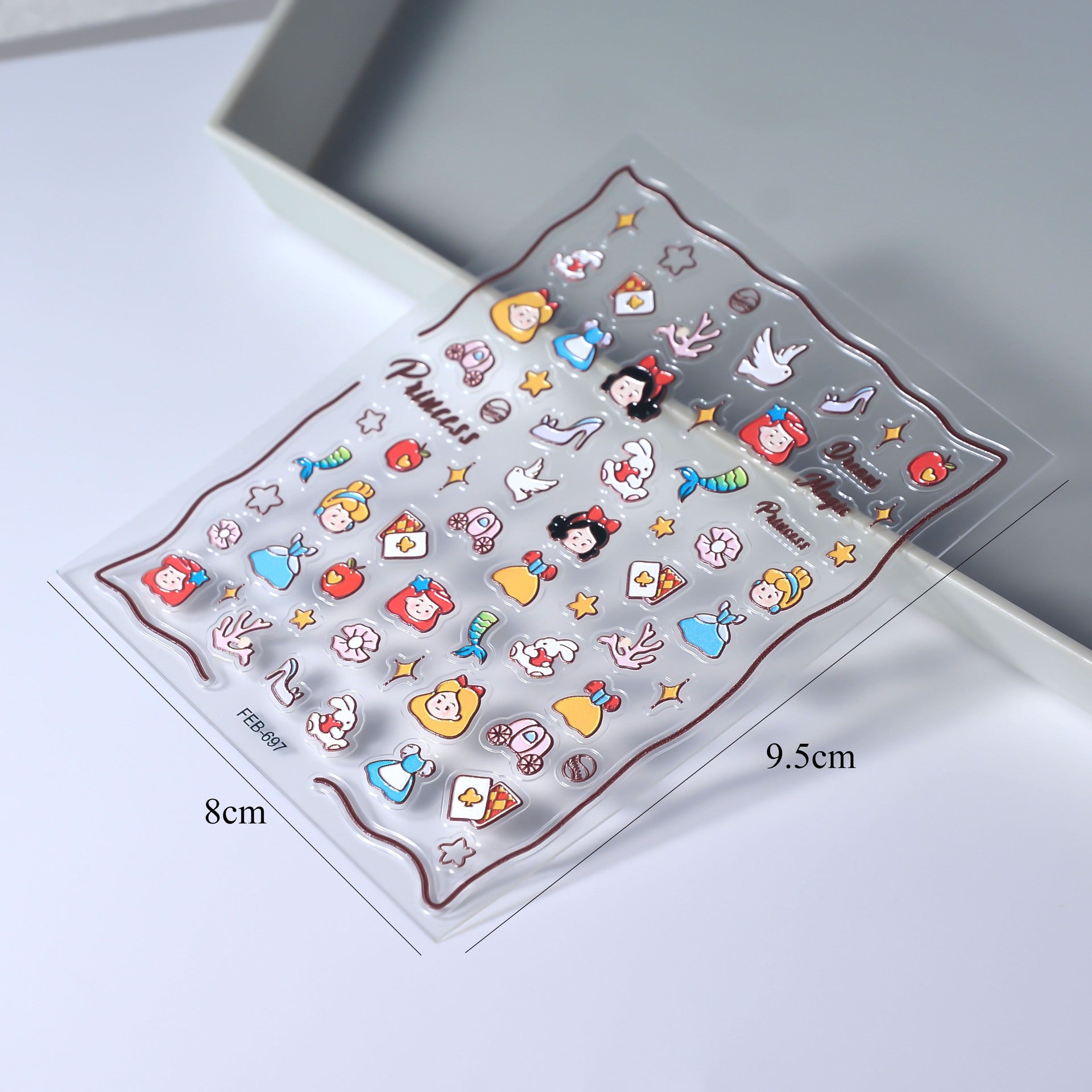 M317- Princess Mermaid Embossed Mini sticker 1 Pcs
