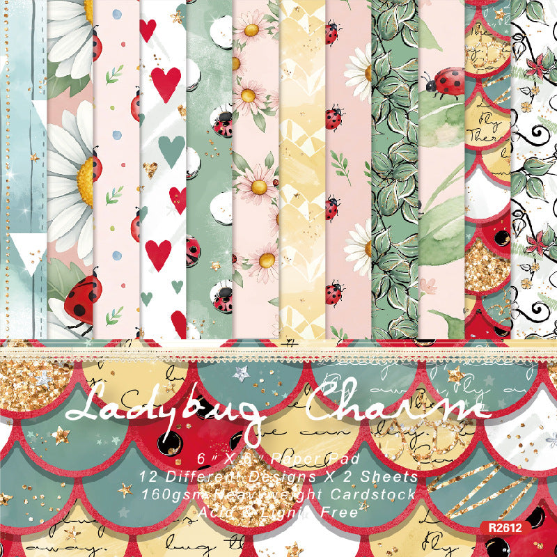Ladybug charm Background Paper R2612 -24Pcs each pack