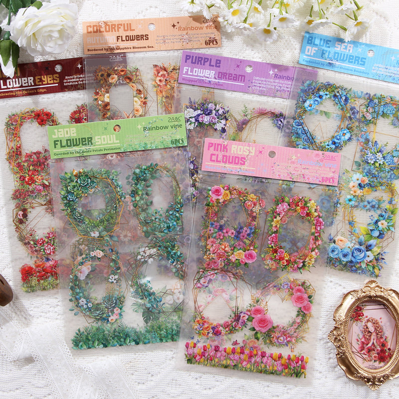 0925 Wreath PET Sticker -6Pcs each pack
