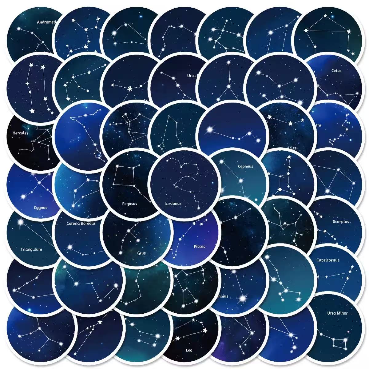 0612 50 Night sky constellations Stickers solid with white border