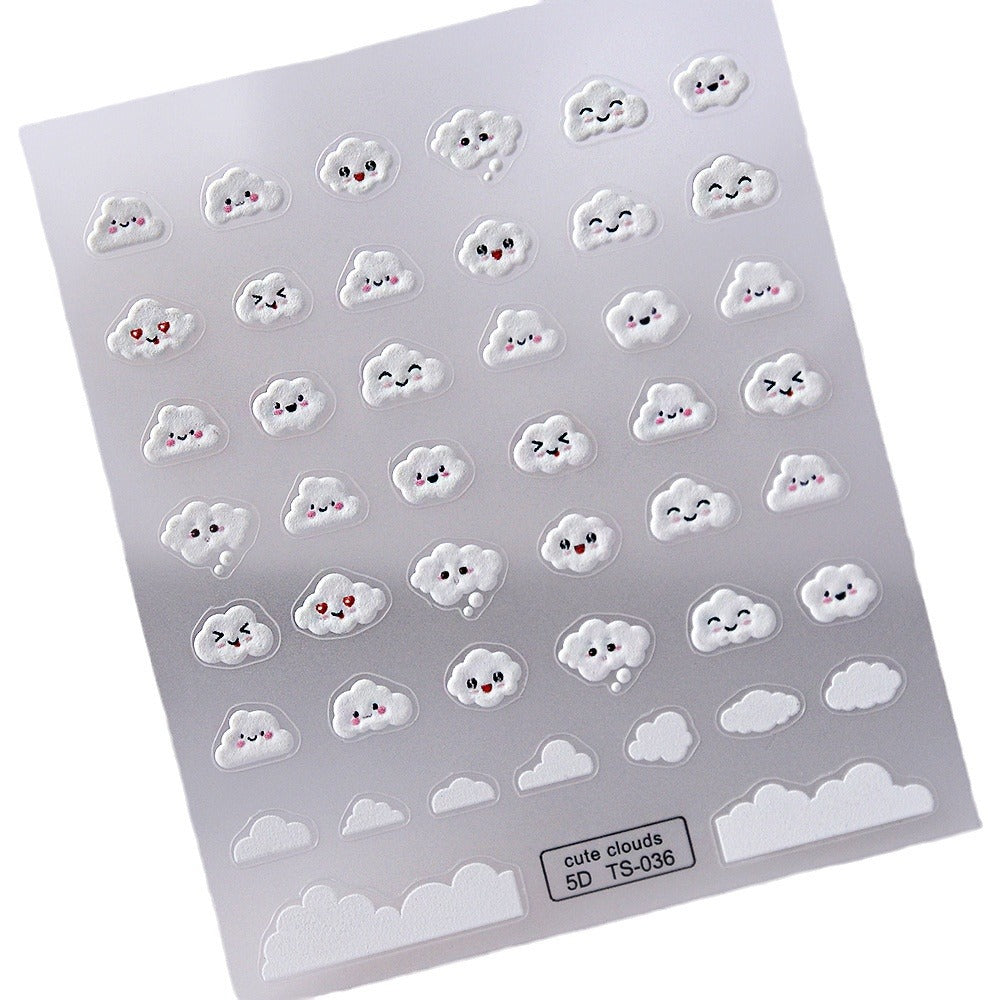 0520 M89- Clouds Embossed Mini sticker 1 Pcs