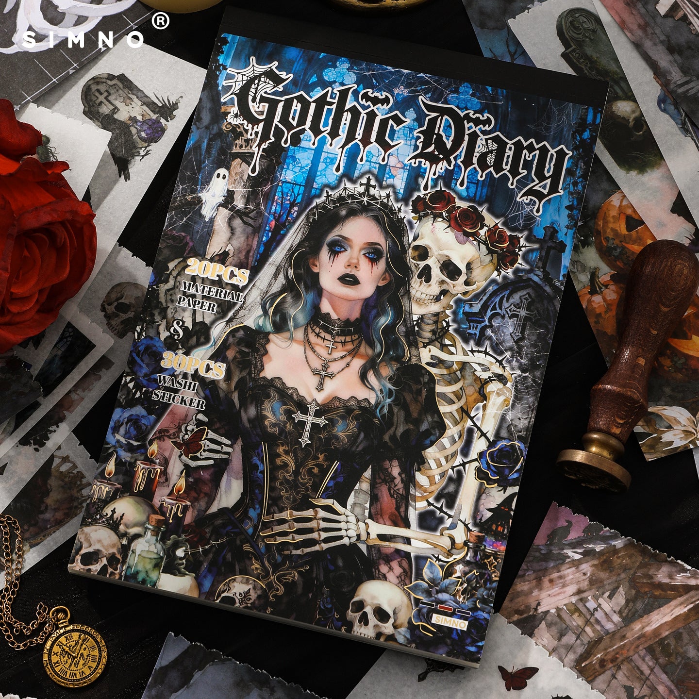 Gothic Diary Sticker Book (PET & Paper) -50Pcs each pack